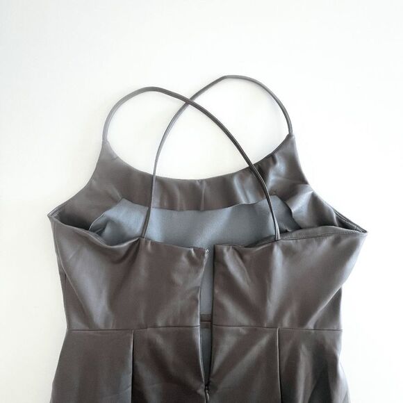 RD Style Womens Midi Dress Davina Criss Cross Sleeveless VL Brown Vegan Large - Picture 3 of 7